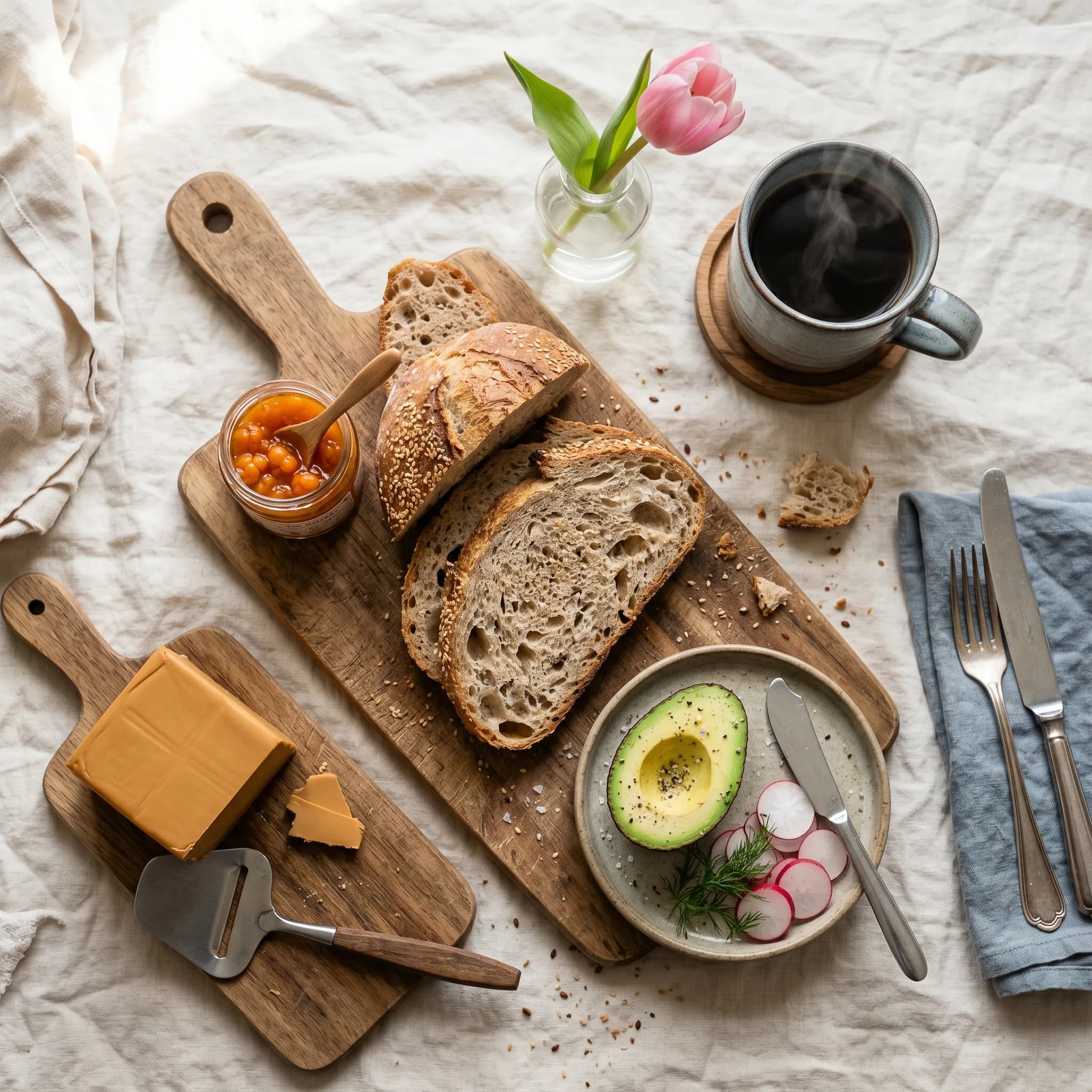 Norsk frokost flatlay