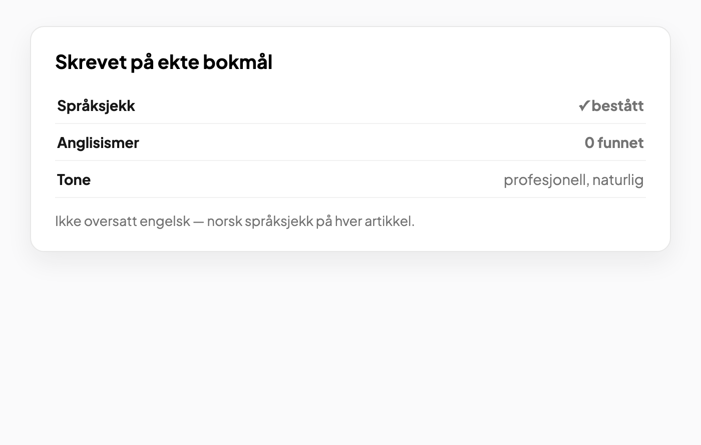Skrevet på godt norsk